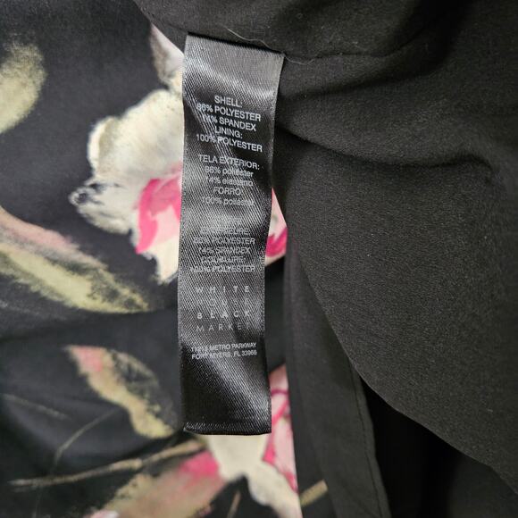 White House Black Market Long Bell Sleeve Floral Shift Dress V Neck Size 4 Small - Picture 9 of 9